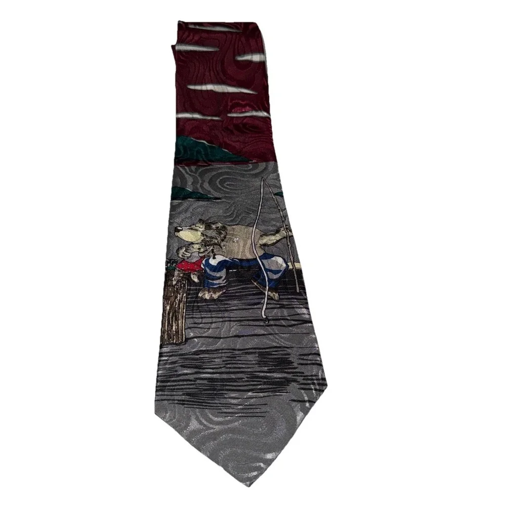 Gone Fishing Hallmark Special Ties Fun Printed Satin Neck‎ Tie